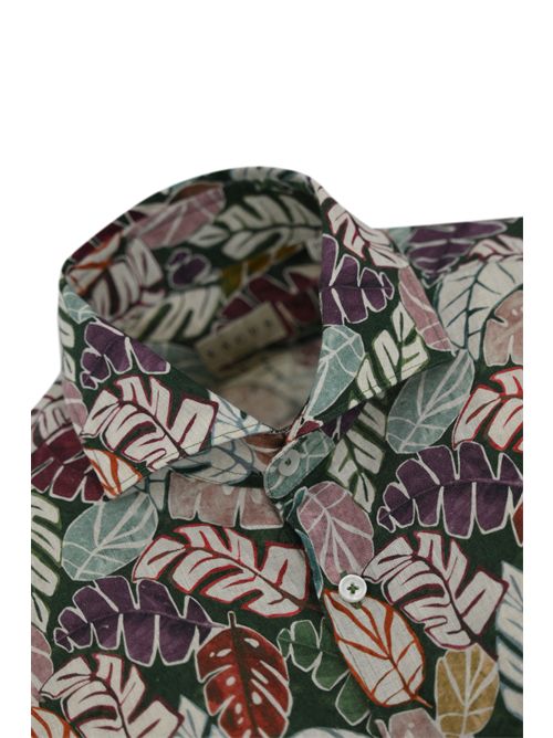 Camicia in lino con stampa foglie Xacus | 81512 722ML002